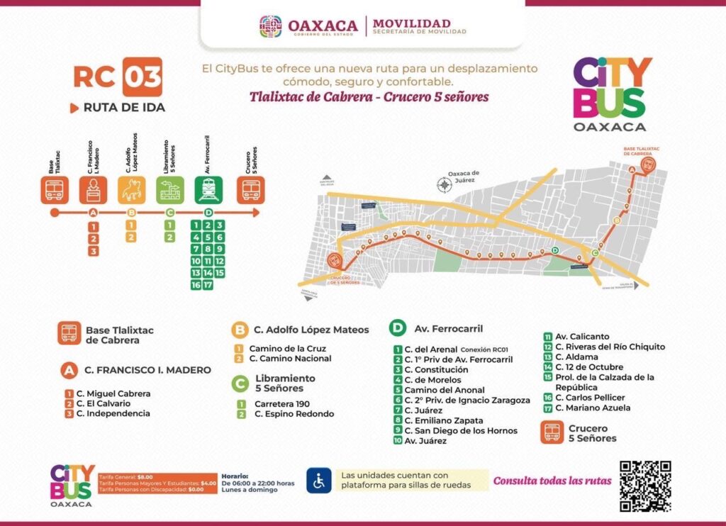 Nueva ruta del Citybus RC03 cubrirá de Tlalixtac de Cabrera al Crucero de 5 Señores