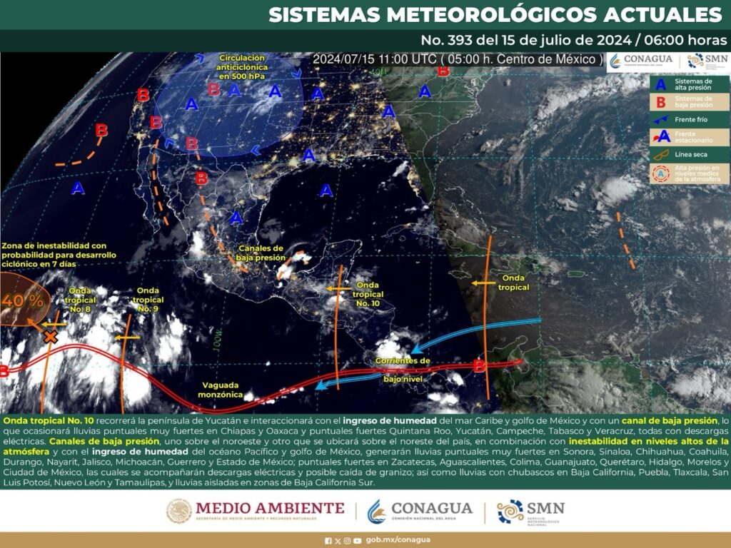 Onda tropical número 10 mantendrá condiciones lluviosas para Oaxaca
