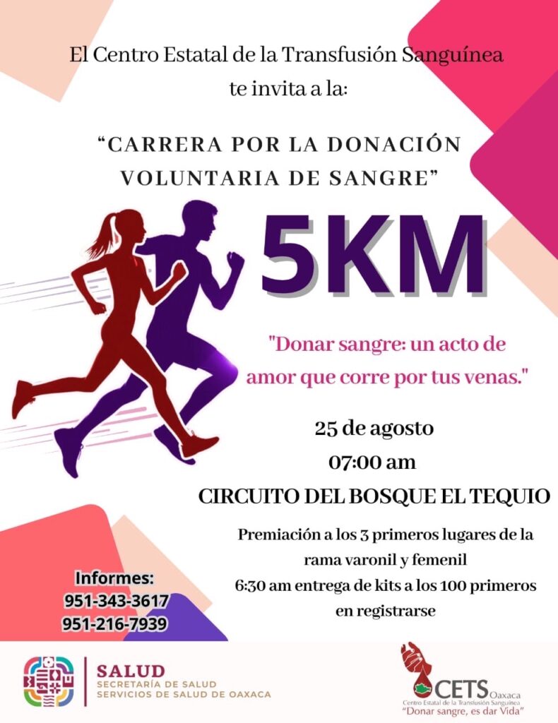 Invita SSO a participar en carrera atlética a favor de la donación de sangre altruista