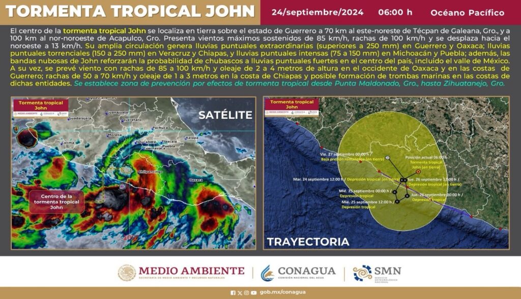 Continuarán las lluvias intensas por degradación de “John”