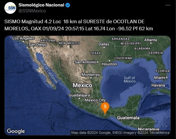 Sin afectaciones tras sismo percibido en la región de Valles Centrales