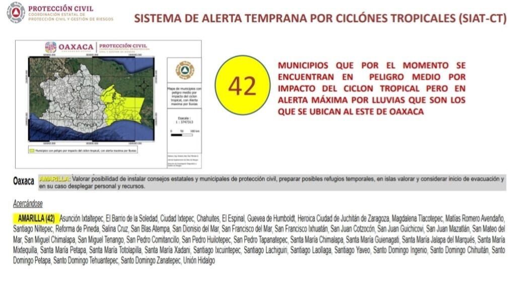 Depresión tropical Once-E mantiene en alerta máxima a 42 municipios de Oaxaca